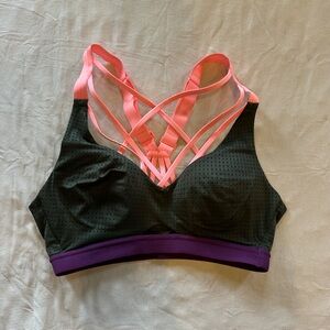 VS Strappy Sports Bra with Pink Straps and Purple Band